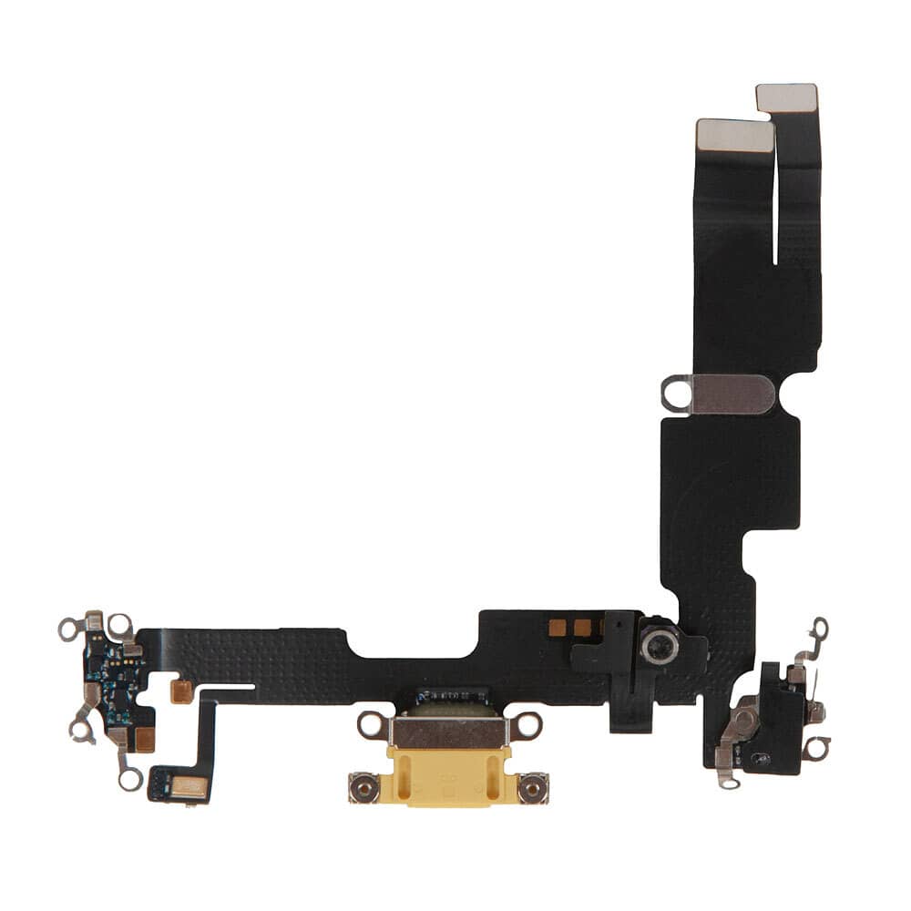 Шлейф зарядки нижний iPhone 14 Plus желтый / 821-03954-04 921-04178 / разбор