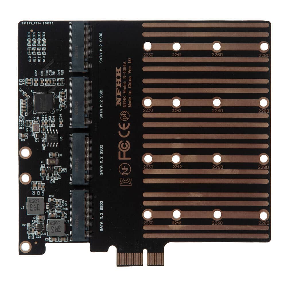 Плата расширения на 4 порта SSD M.2 SATA в разъем PCIe x1 / NFHK N-1064A