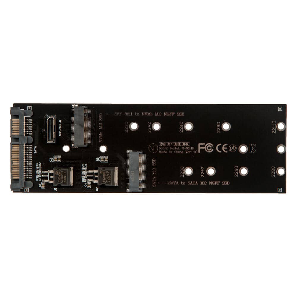 Переходник для SSD M.2 SATA / M.2 NVMe / SFF-8611 для установки в разъем 2.5 SATA3 / NFHK N-8611P