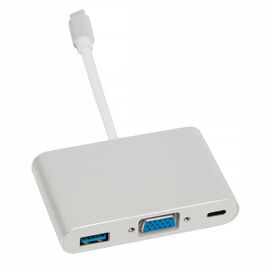 Адаптер HUB многопортовый USB-C ↔ 1x USB 3.1, 1x VGA, 1x USB-C / серебристый