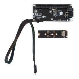 Переходник для SFF-8612 Oculink в M.2 NVMe eGPU + плата с доп питанием и разъемом PCIe x16 и SFF-8611 + кабель данных / NFHK N-8611C N-PU03