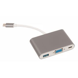 Адаптер HUB многопортовый USB-C ↔ 1x USB 3.1, 1x VGA, 1x USB-C / серый