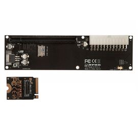 Переходник для SFF-8612 Oculink в M.2 NVMe eGPU + плата с доп питанием и разъемом PCIe x16 и SFF-8611 + кабель данных / NFHK N-8611S N-P114-A