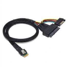Кабель SlimSAS SFF-8654 8i — 2x U.2 SFF-8639 с питанием SATA / 0.5м
