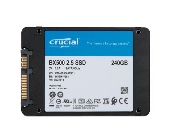 Твердотельный накопитель SSD 2.5 SATA 240Gb Crucial BX500 / CT240BX500SSD1, изображение 3
