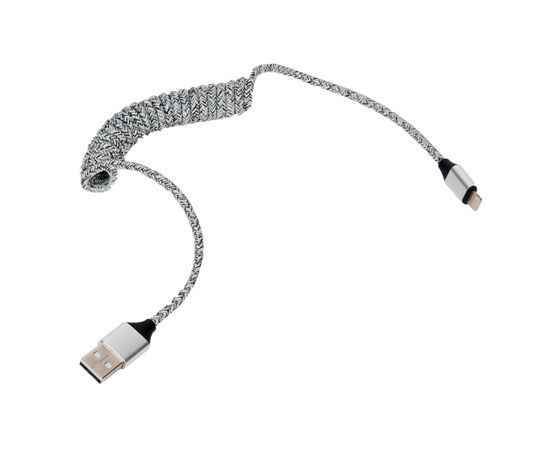 Кабель спиральный Lightning ↔ USB / серый / 1m