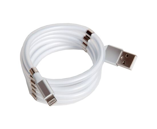 Кабель NOHON USB ↔ Lightning / скручивающийся на магнитах / белый 1m