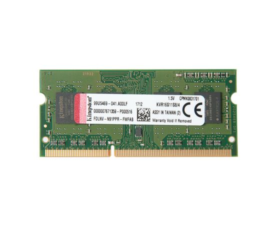 Оперативная память SO-DIMM DDR3 Kingston 4Gb PC-12800 - 1600MHz KVR16S11S8/4G