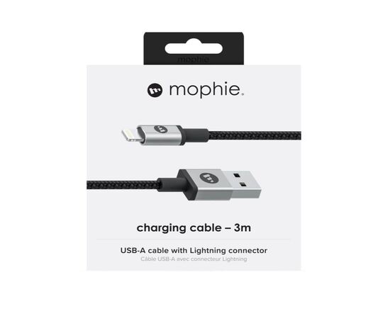 Кабель Mophie Lightning ↔ USB 3м черный