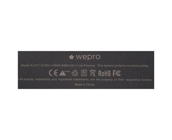 Аккумулятор WEPRO MacBook Pro 15 Retina A1398 / 8400mAh A1417 стандартной ёмкости, изображение 4