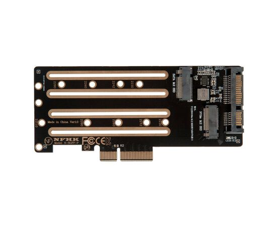 Плата расширения для SSD M.2 SATA / M.2 NVMe / SATA3 в разъем PCIe x4 / NFHK N-NGFF-P-2U