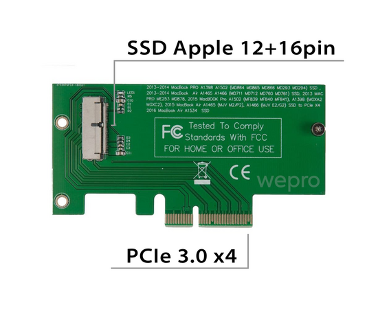 Плата расширения для SSD Apple 2013 - 2017 на PCIe x4 / NFHK N-2013