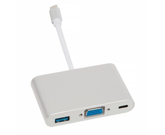 Адаптер HUB многопортовый USB-C ↔ 1x USB 3.1, 1x VGA, 1x USB-C / серебристый