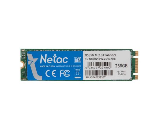 Твердотельный накопитель SSD M.2 SATA3 2280 256GB Netac N535N Series / NT01N535N-256G-N8X