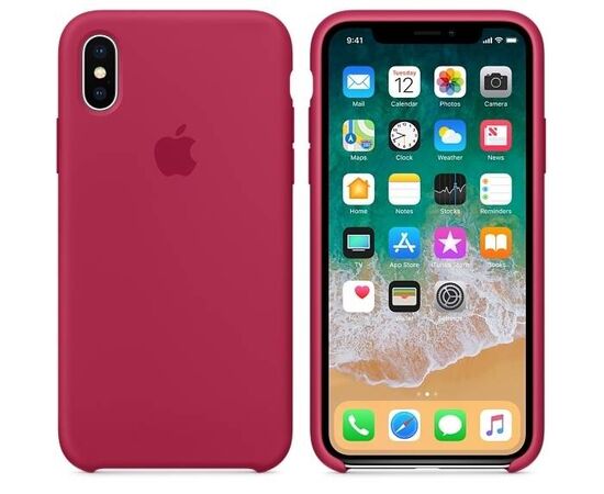 Чехол iPhone X / XS Silicone Case / Rose Red (MQT82) розово-красный, изображение 2