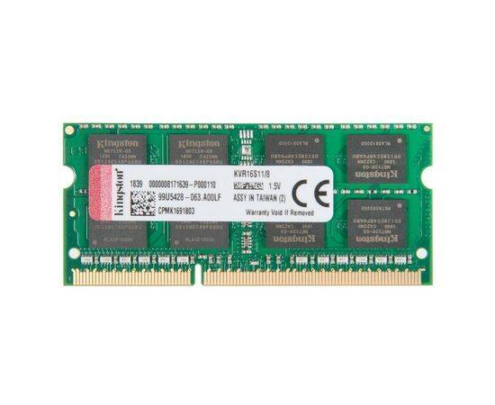 Оперативная память SO-DIMM DDR3 Kingston 8Gb PC-12800 - 1600MHz KVR16S11/8, изображение 2