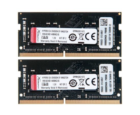 Оперативная память SO-DIMM DDR4 Kingston HyperX Impact 8Gb Kit 2x4Gb PC4-19200 - 2400MHz HX424S14IBK2/8, изображение 2