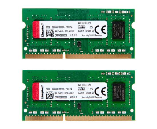 Оперативная память SO-DIMM DDR3 Kingston 8Gb kit 2x4GB PC-12800 - 1600MHz KVR16LS11K2/8