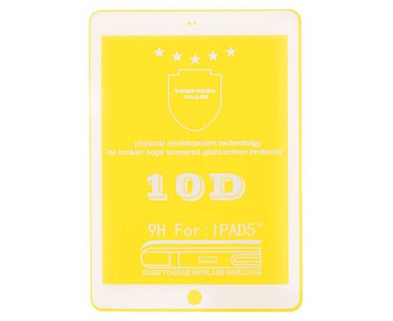 Защитное 9H стекло 10D iPad 5 / iPad 6 / iPad Air / iPad Air 2 / iPad Pro 9.7 / белый