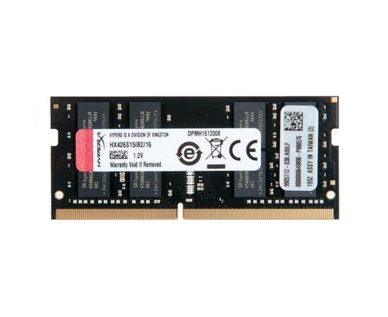 Оперативная память SO-DIMM DDR4 Kingston HyperX Impact 16Gb PC4-21300 - 2666MHz HX426S15IB2/16, изображение 2