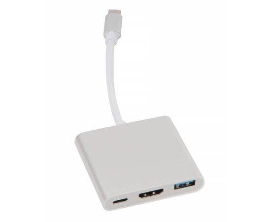 Адаптер HUB многопортовый USB-C ↔ 1x USB 3.1, 1x USB-C, 1x HDMI 2.0 / серебристый