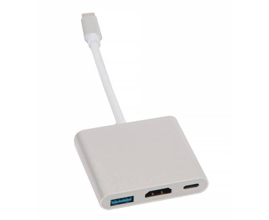 Адаптер HUB многопортовый USB-C ↔ 1x USB 3.1, 1x USB-C, 1x HDMI 2.1 4K / серебристый