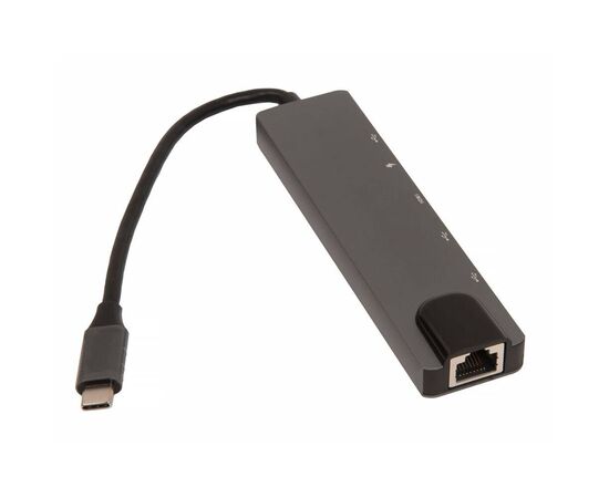 Адаптер HUB многопортовый USB-C ↔ 2x USB 3.1, 2x USB-C, 1x HDMI 2.1, RJ45 / серый, изображение 2