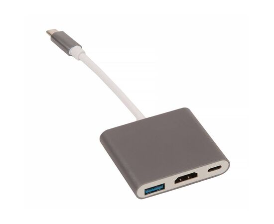 Адаптер HUB многопортовый USB-C ↔ 1x USB 3.1, 1x USB-C, 1x HDMI 2.1 4K / серый