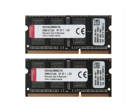 Оперативная память SO-DIMM DDR3 HYPERX 16Gb kit 2x8Gb 1600MHz HX316LS9IBK2/16, изображение 2