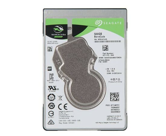 Жесткий диск HDD 2.5 SATA3 Seagate Barracuda Laptop Thin 500Gb 5400rpm 128Mb ST500LM030