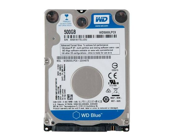 Жесткий диск HDD 2.5 SATA3 Western Digital Blue 500Gb 5400rpm 16Mb WD5000LPCX