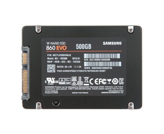 Твердотельный накопитель SSD 2.5 SATA3 500Gb Samsung 860 EVO MZ-76E500BW, изображение 3