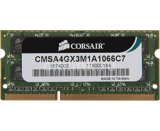Оперативная память SO-DIMM DDR3 Corsair 4Gb PC-8500 - 1066MHz CMSA4GX3M1A1066C7