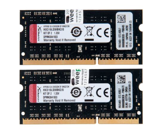 Оперативная память SO-DIMM DDR3 HYPERX 8Gb kit 2x4Gb 1600MHz HX316LS9IBK2/8