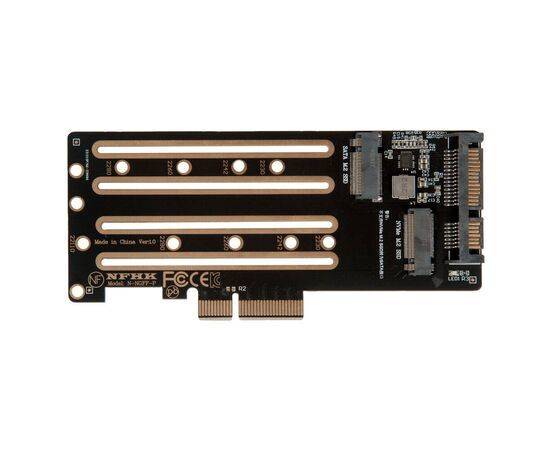 Плата расширения для SSD M.2 SATA / M.2 NVMe / SATA3 в разъем PCIe x4 / NFHK N-NGFF-P-2U