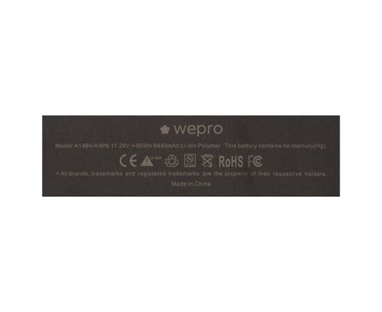 Аккумулятор WEPRO MacBook Pro 15 Retina A1398 / 8440mAh A1494 A1618 стандартной ёмкости, изображение 5