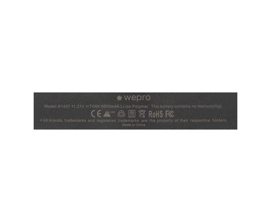 Аккумулятор WEPRO MacBook Pro 13 Retina A1425 / 6600mAh A1437 стандартной ёмкости, изображение 5