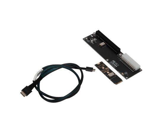 Переходник для SFF-8612 Oculink в M.2 NVMe eGPU + плата с доп питанием и разъемом PCIe x16 и SFF-8611 + кабель данных / NFHK N-8611Y-A N-P114-A, изображение 2