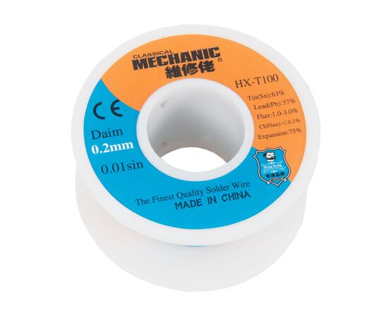 Припой проволочный c флюсом Mechanic HX-T100 диаметр 0.2мм 55г