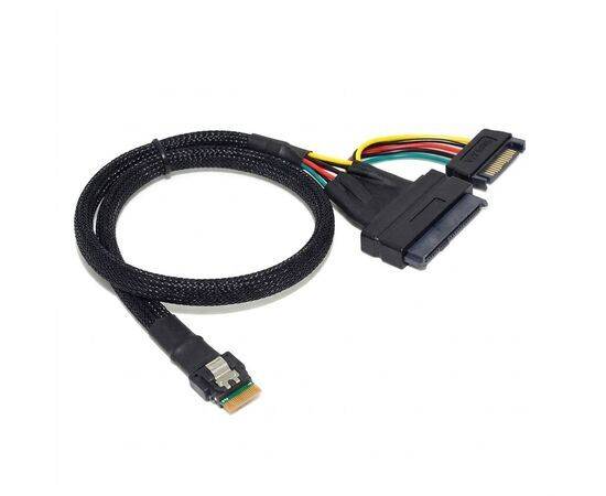 Кабель SlimSAS SFF-8654 8i — 2x U.2 SFF-8639 с питанием SATA / 0.5м