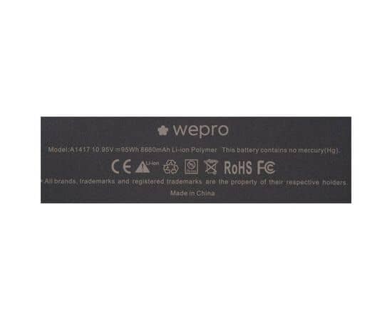 Аккумулятор WEPRO MacBook Pro 15 Retina A1398 / 8400mAh A1417 стандартной ёмкости, изображение 2