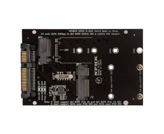 Переходник для SSD M.2 SATA / mSATA для установки в разъем 2.5 SATA3 / NFHK N-2513 Black