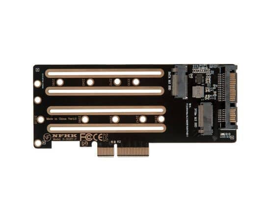 Плата расширения для SSD M.2 SATA / M.2 NVMe / SATA3 в разъем PCIe x4 / NFHK N-NGFF-P-2U