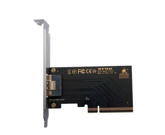 Плата расширения на 2 порта SFF-8654 в разъем PCIe x8 / NFHK N-R11B W54A-4U / внешний