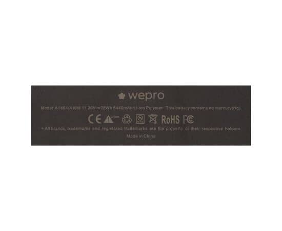 Аккумулятор WEPRO MacBook Pro 15 Retina A1398 / 8440mAh A1494 A1618 стандартной ёмкости, изображение 4
