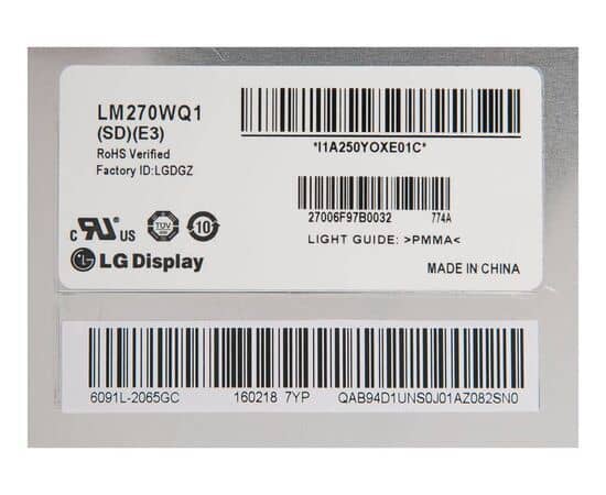 Матрица LM270WQ1 (SD)(E3) iMac 27 A1312 Mid 2011 / LG / класс C, изображение 2