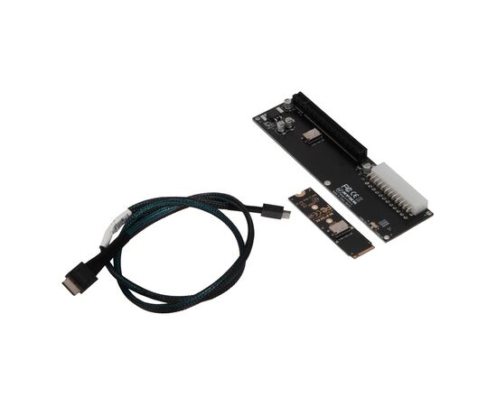 Переходник для SFF-8612 Oculink в M.2 NVMe eGPU + плата с доп питанием и разъемом PCIe x16 и SFF-8611 + кабель данных / NFHK N-8611Y-A N-P114-A, изображение 2