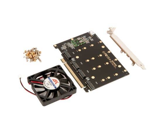 Плата расширения на 4 порта SSD M.2 NVMe в разъем PCIe x16 / NFHK N-R11F, изображение 3