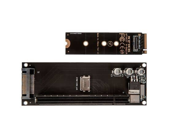 Переходник для SFF-8612 Oculink в M.2 NVMe eGPU + плата с доп питанием и разъемом PCIe x16 и SFF-8611 + кабель данных / NFHK N-8611A N-8654Y-C, изображение 2